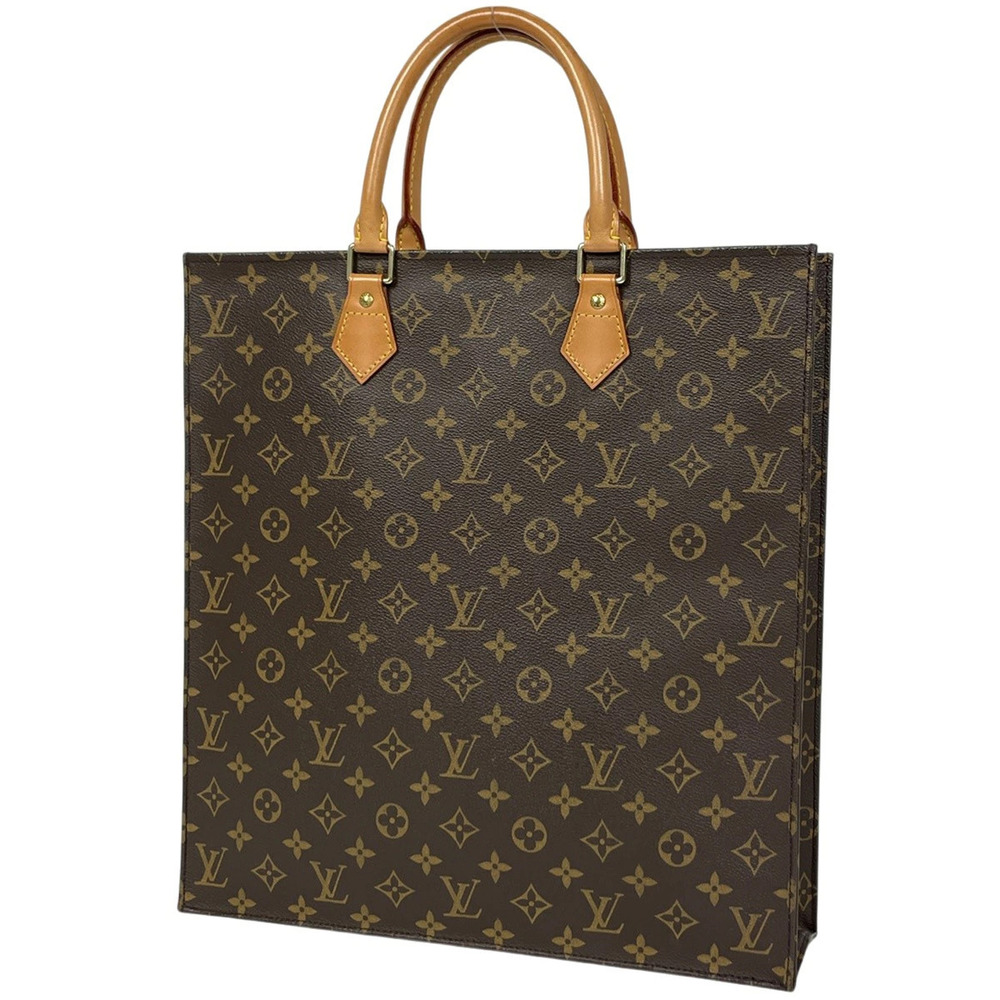 Louis Vuitton Sac Plat Handbag Tote Bag Monogram Brown